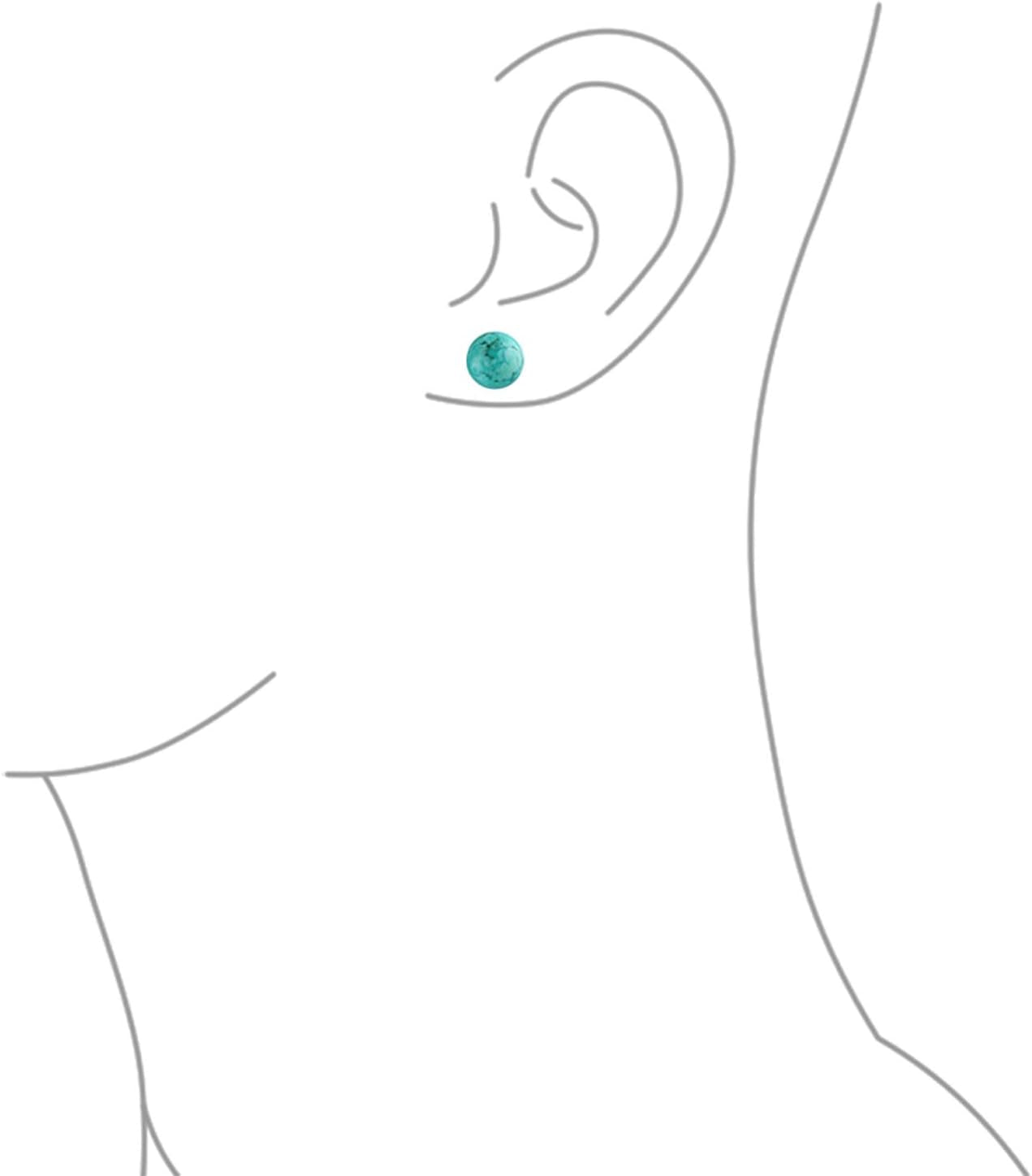 Large 10MM Natural Gemstone round Bead Ball Stud Earrings .925 Sterling Silver for Women Teens -Variety of Birthstones