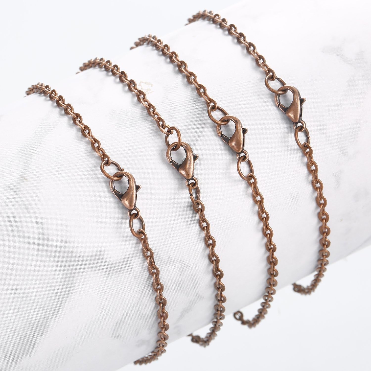 24 Pack Antique Red Copper Cable Chain Necklace Twisted Link Chain for Jewelry Making(18 Inch)