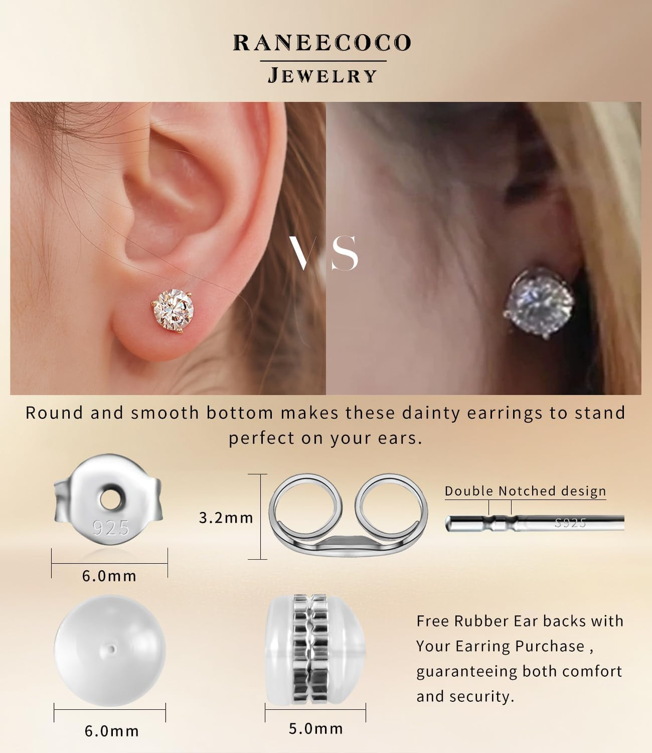 "STUNNING FLAME" 18K Gold Plated Silver Brilliant Cut Simulated Diamond Cubic Zirconia Stud Earrings