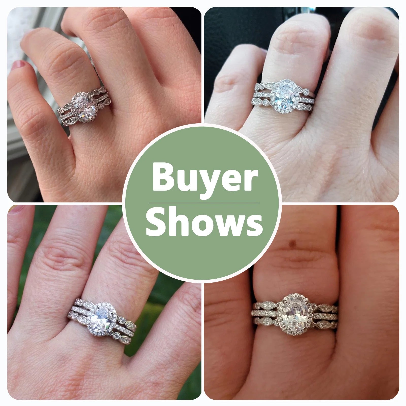 Engagement Sets Wedding Rings for Women 925 Sterling Silver 3Pcs White Cz Size 8