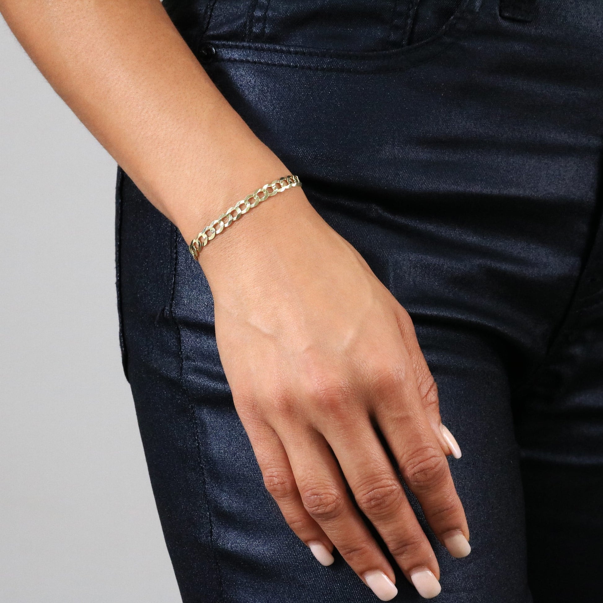 14K Real Yellow Gold Solid Cuban Curb Link 6Mm Chain Bracelet (7"-9") Italian Jewelry for Men & Women