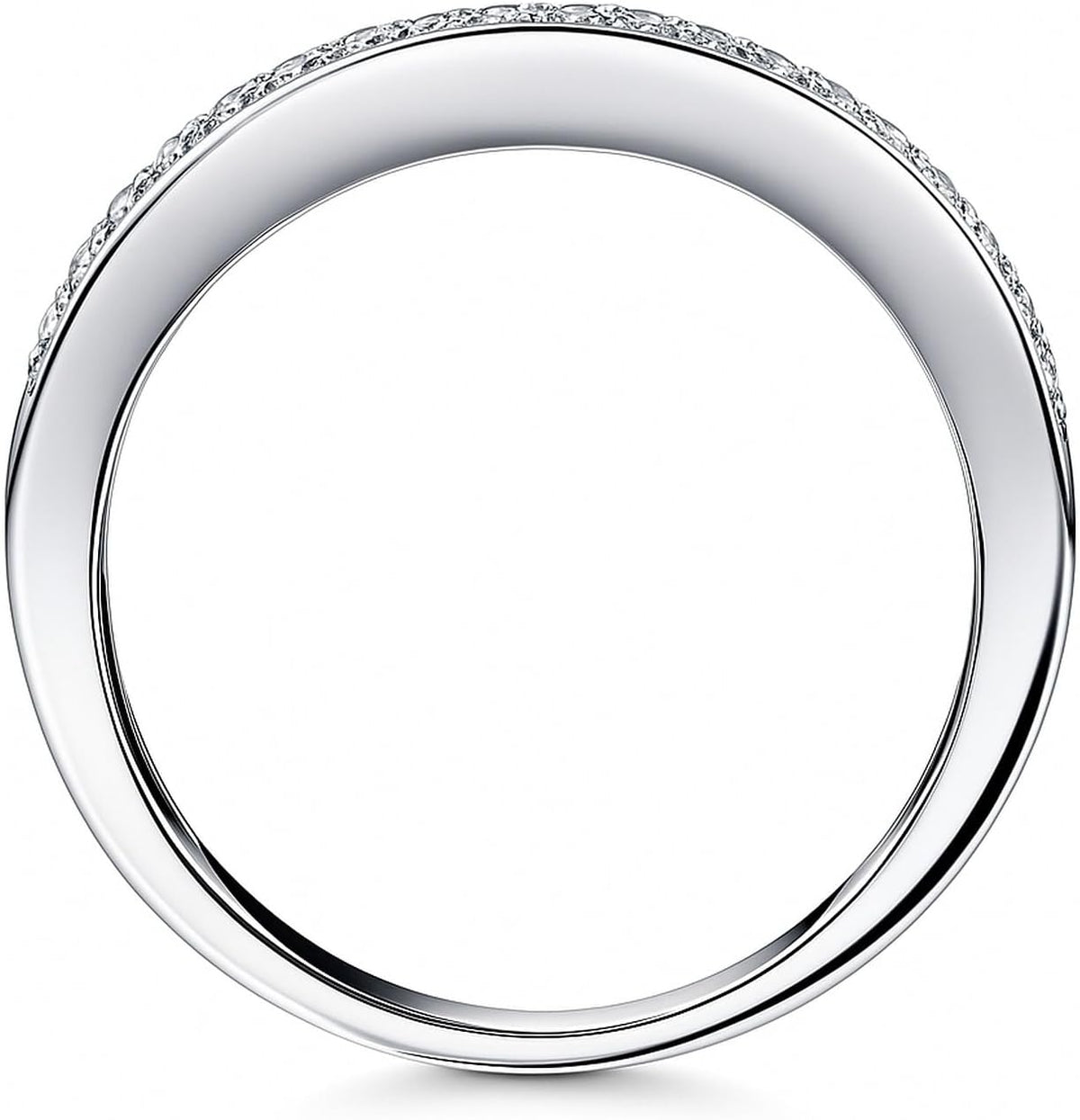 Sterling Silver CZ Ring Enhancer for Wedding Engagement Rings, Cubic Zirconia Chevron Curved Half Eternity Band Ring for Women