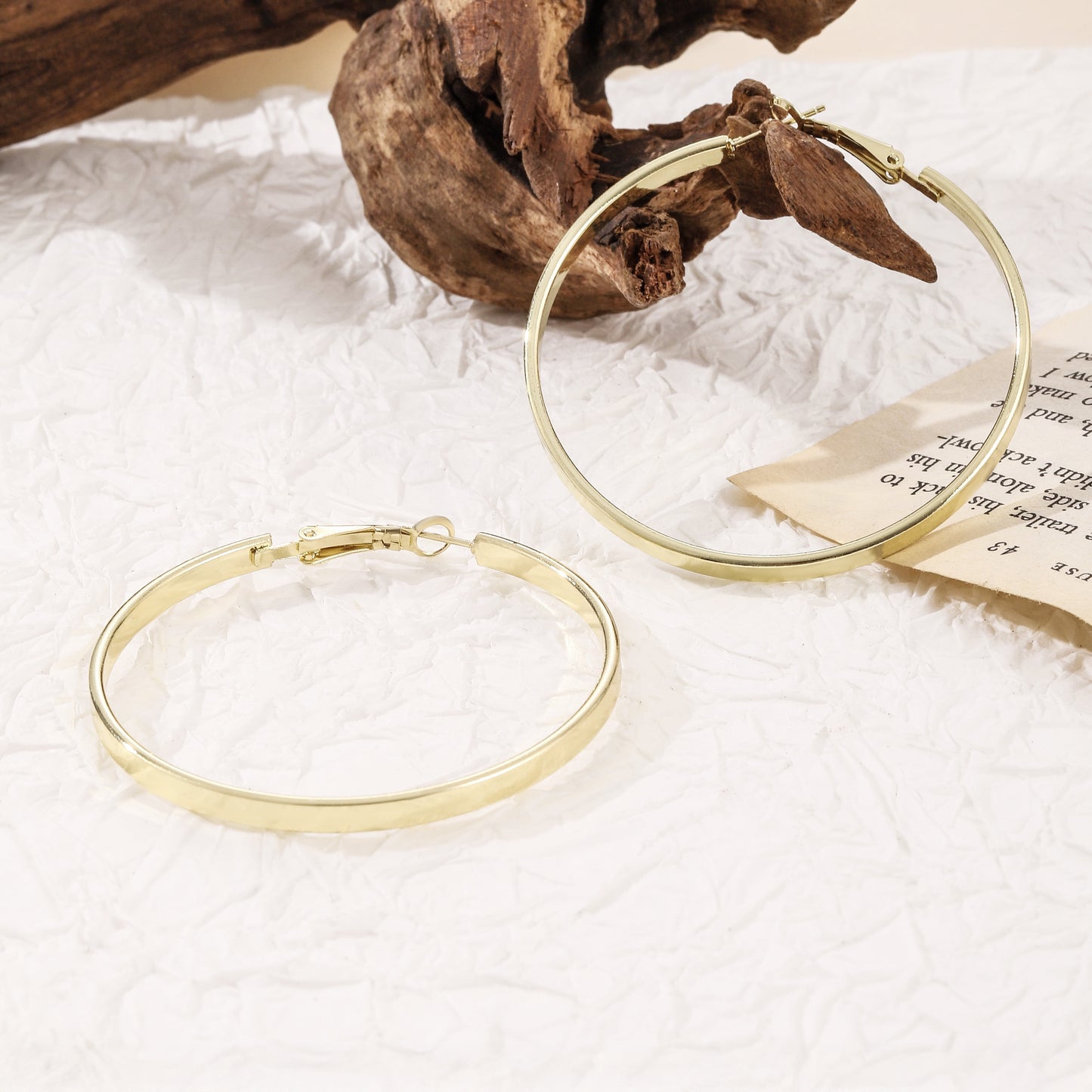 18K Gold Plated Large Hoop Earring with Omega Closure