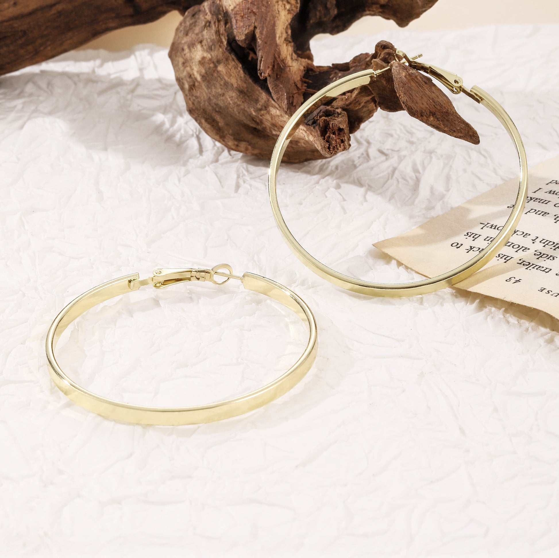 18K Gold Plated Large Hoop Earring with Omega Closure