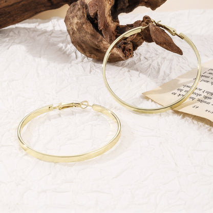 18K Gold Plated Large Hoop Earring with Omega Closure