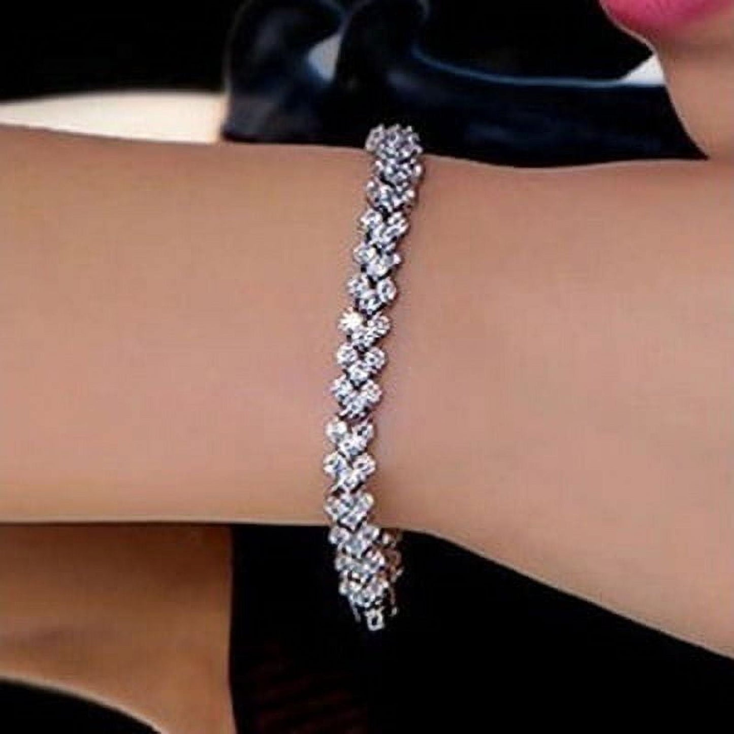 Fashion 925 Sterling Silver Crystal Diamond Bracelets Gifts Roman Style Woman