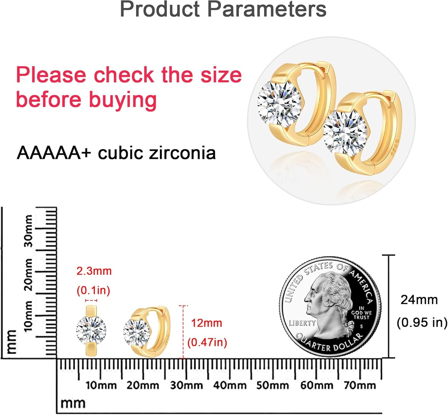 Small Gold Hoop Earrings for Women 14K Real Gold Plated Cubic Zirconia Huggie Earrings Tiny Cute Cartilage Hypoallergenic Earrings Jewelry Gifts for Women