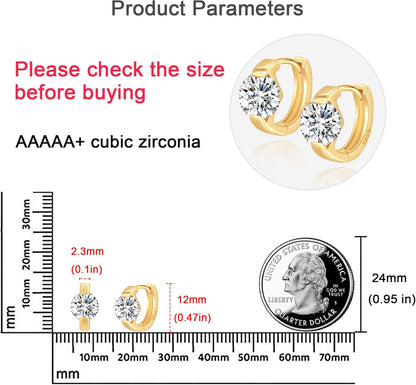 Small Gold Hoop Earrings for Women 14K Real Gold Plated Cubic Zirconia Huggie Earrings Tiny Cute Cartilage Hypoallergenic Earrings Jewelry Gifts for Women