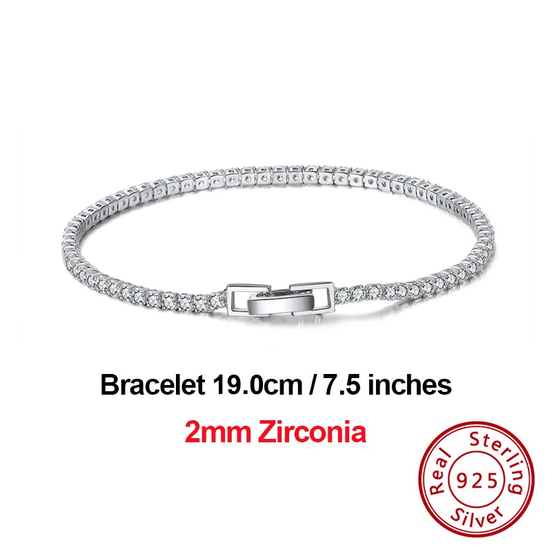 4Mm round Cut Tennis Bracelet in 925 Sterling Silver White Gold Woman Men Bracelets Bangle Jewelry Hand Chain SB94