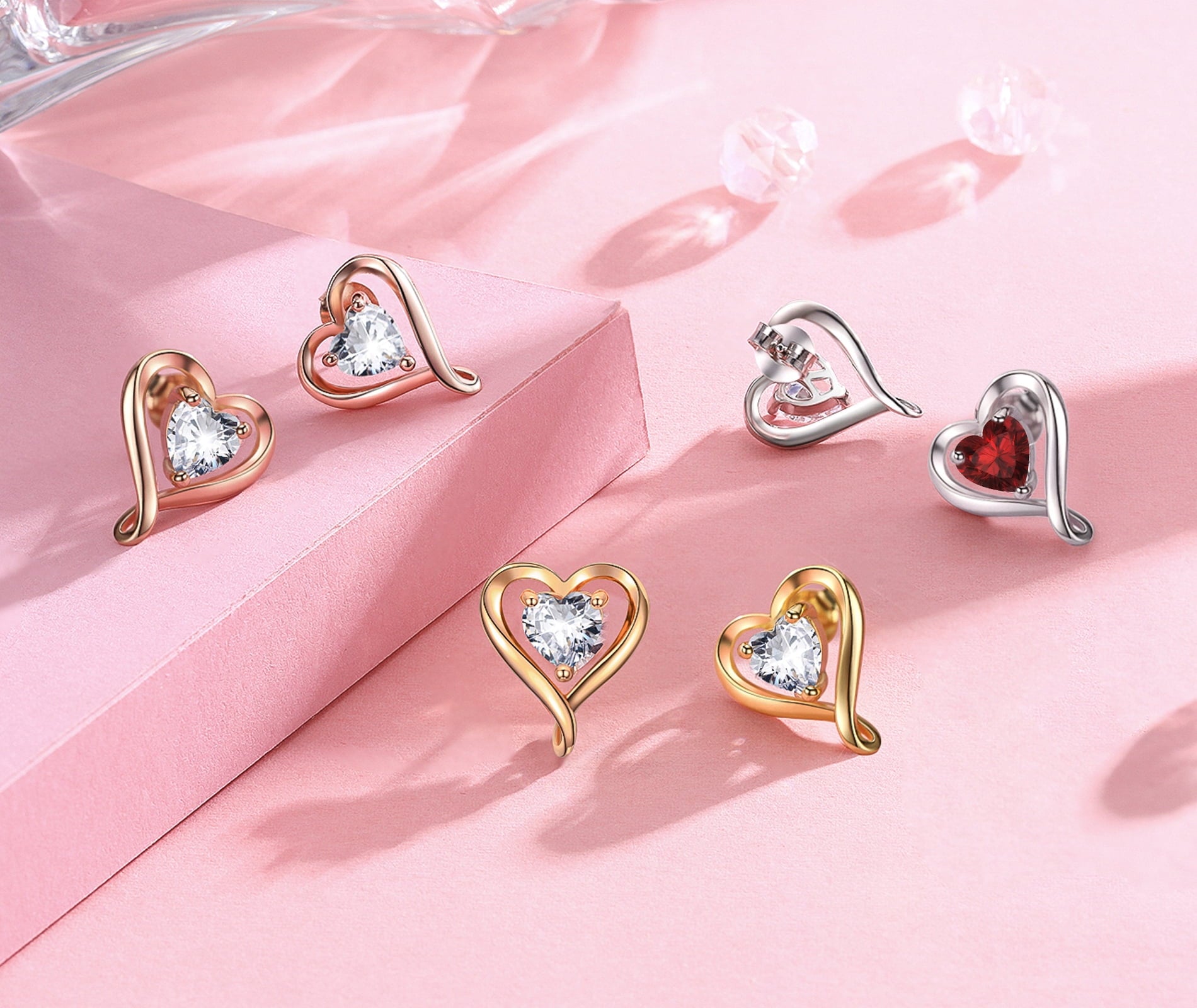 Heart Earrings for Women Sterling Silver 925 ,5A Cubic Zircon Jewelry Festival Gift for Her