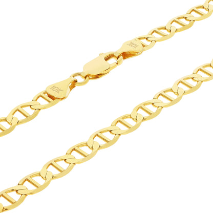 10K Real Yellow Gold Solid Mariner 6Mm Chain Anchor Link Bracelet (7"-9") Italian Jewelry for Men & Women