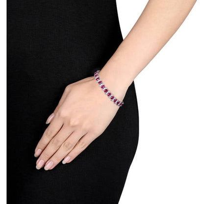 Women'S Created Ruby Sterling Silver Tennis Bracelet