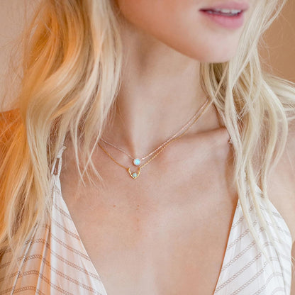 14K Gold Plated Opal Pendant Necklaces for Women | Created Opal Cubic Zirconia Dainty Necklace | Butterfly round Triangle Antler Bar Pendants