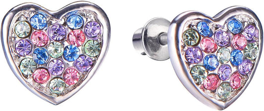 Girls Screwback Pink Earrings, Heart Cubic Zirconia, Pink Screw Back Earrings for Girls with Stainless Steel Post (Multicolor)