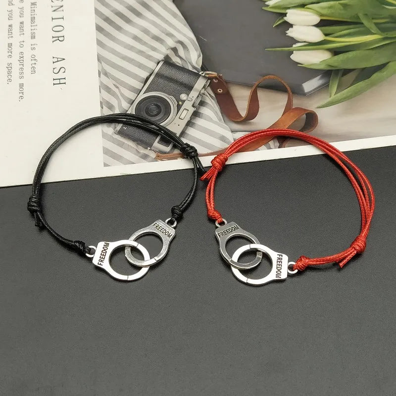 2 Pcs Handcuff Bracelet Set BBF Adjustable Rope Bracelet for Women Men Friendship Couple Bracelets Matching Bracelets
