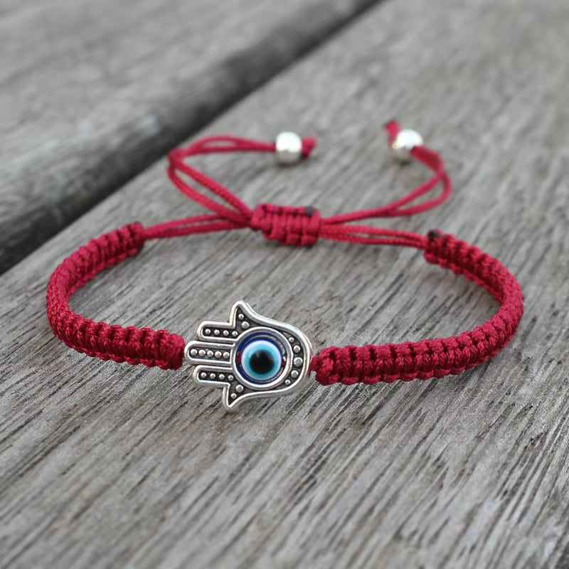 Pulseras Hombre Weaved Men'S Fatima Hamsa Hand Bracelet Man Braided Turkish Evil Eye Bracelets for Men Women Spiritual Jewelry