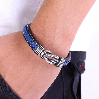 Braided Rope Wrap Leather Bracelets for Men Bangles Fashion Male Women Charm Stainless Steel Clasp Jewelry DIY Customization