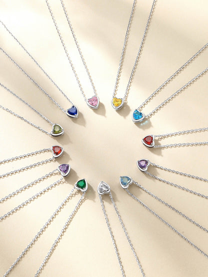 Silver Necklace 925 Sterling Silver Birthstone Love Heart Necklace Mother'S Day Gifts for Mom