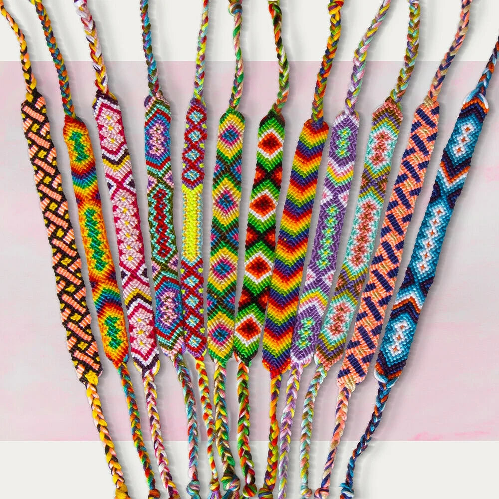 10 Pcs Woven Bracelet Bulk - Nepal Style Friendship Bracelets Handmade Braided Rope Wrist String Chain