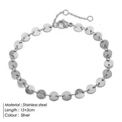 Popular Vintage Bracelet 18K Gold Plated Chain Stainless Steel Waterproof Handmade Disc round Bracelet for Women
