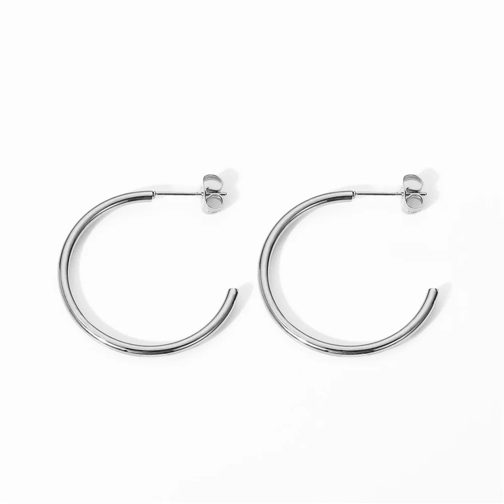 New Fashion round Circle Earrings Female Gold Silver Color Stainless Steel Stud Earrings for Women 2023 Trend Party Jewelry Gift