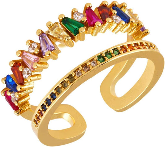 Gold-Plated Butterfly Rings - Vintage Snake Statement Rings with Cubic Zirconia for Women Adjustable Open Rings