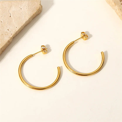 New Fashion round Circle Earrings Female Gold Silver Color Stainless Steel Stud Earrings for Women 2023 Trend Party Jewelry Gift