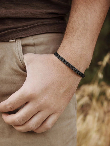 Men Chain Bracelet Black Cuban Curb Bracelet 6MM 7.5 Inch Wrist Bracelet Mens Stainless Steel Jewelry