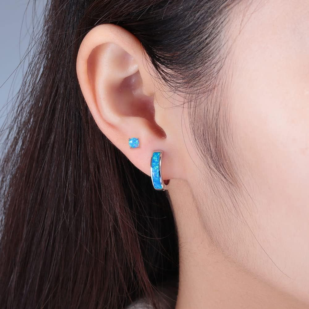 Huggie Earrings Opal Hinged Hoop Earrings Gold Plated Hypoallergenic Small Hoop Earrings for Women Teen Girls Men Sensitive Ears
