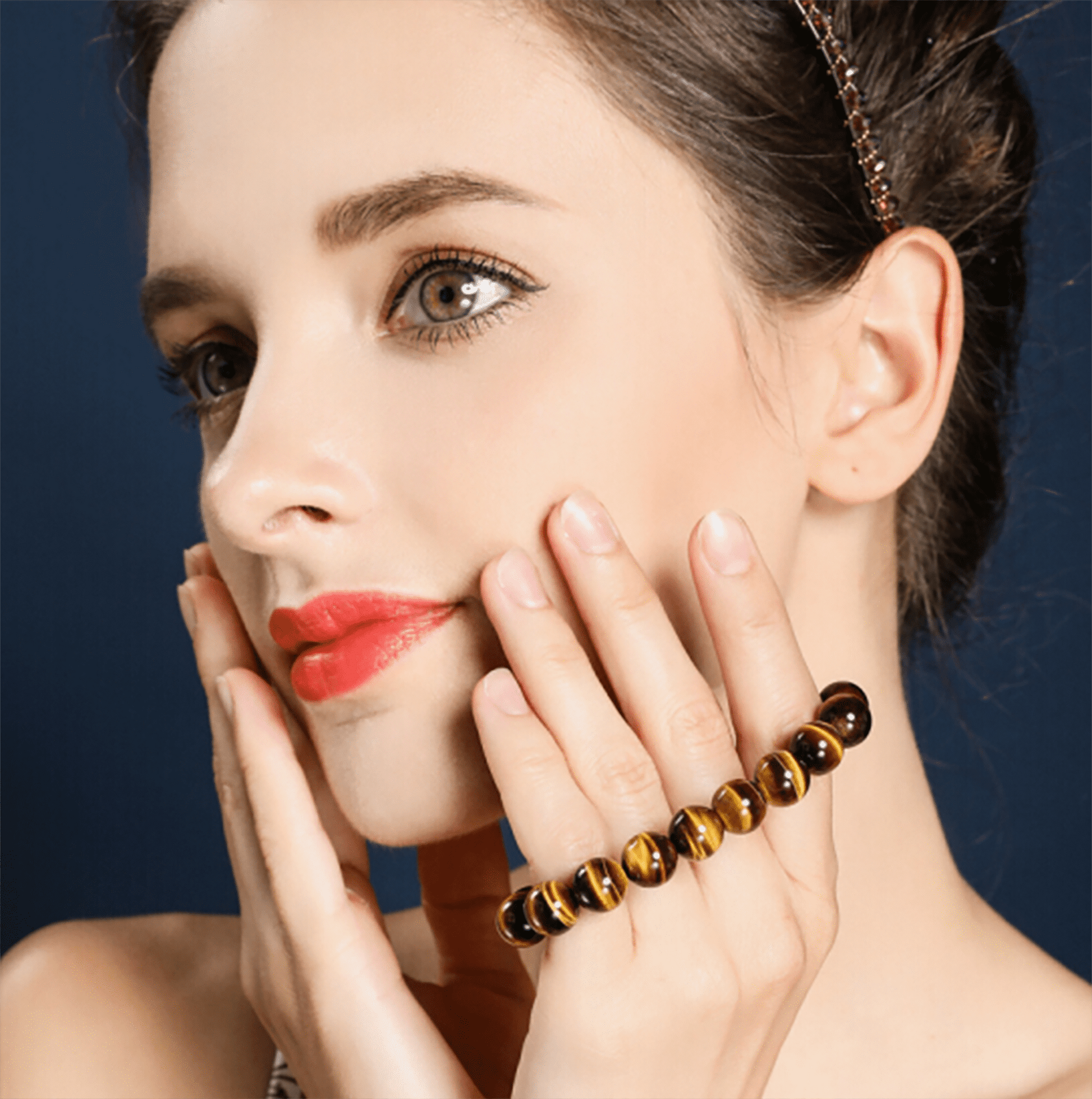 8Mm Tiger Eye Stretch Bracelet Crystal Handmade Bracelet Gifts for Women