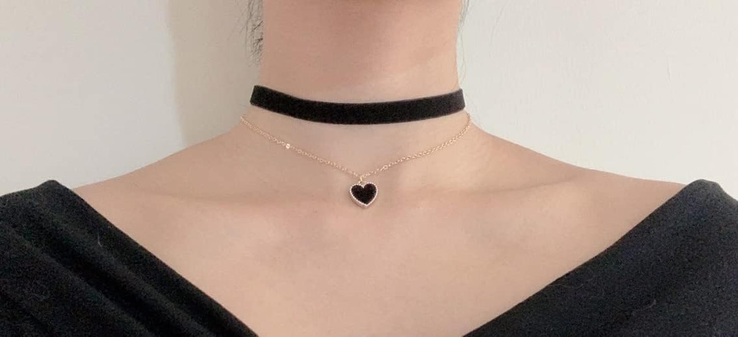 Heart Necklace Adjustable Red Choker Classic Collar Necklaces for Women and Girls Velvet Chocker Necklace