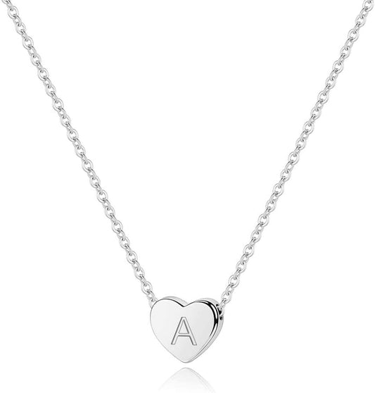 Heart Initial Necklace Gifts for Girls Women, S925 Sterling Silver Tiny Letter Necklace Birthday Gift for Kids Teen Girl Jewelry