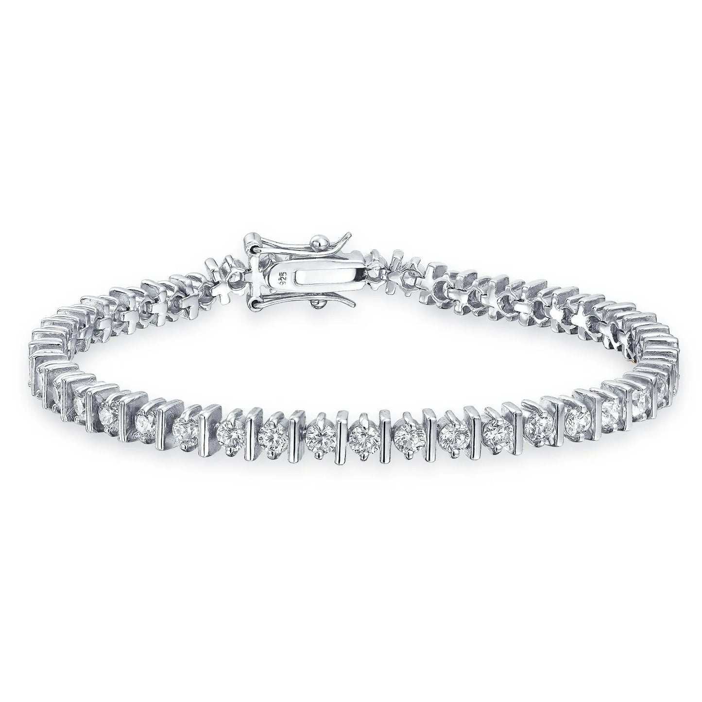 Womens Modern Bridal Jewelry 10CT CZ Solitaire Tennis Bracelet Sterling Silver 7 Inch