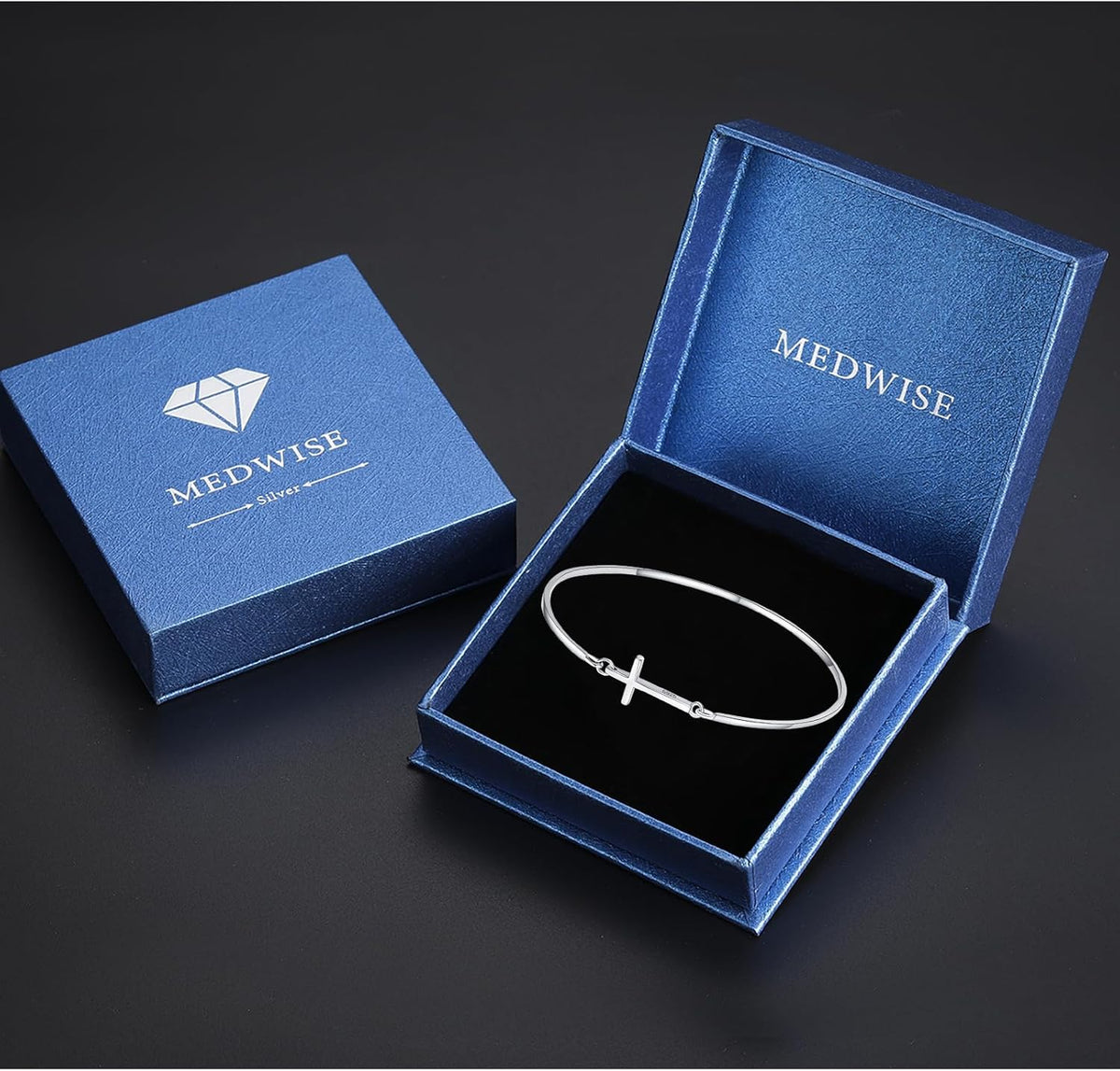 Womens Cross Bangle Bracelet 925 Sterling Silver Infinity Cross Bracelet Fashion Layer Bracelets Christian Religious Bracelet Jewelry Gifts