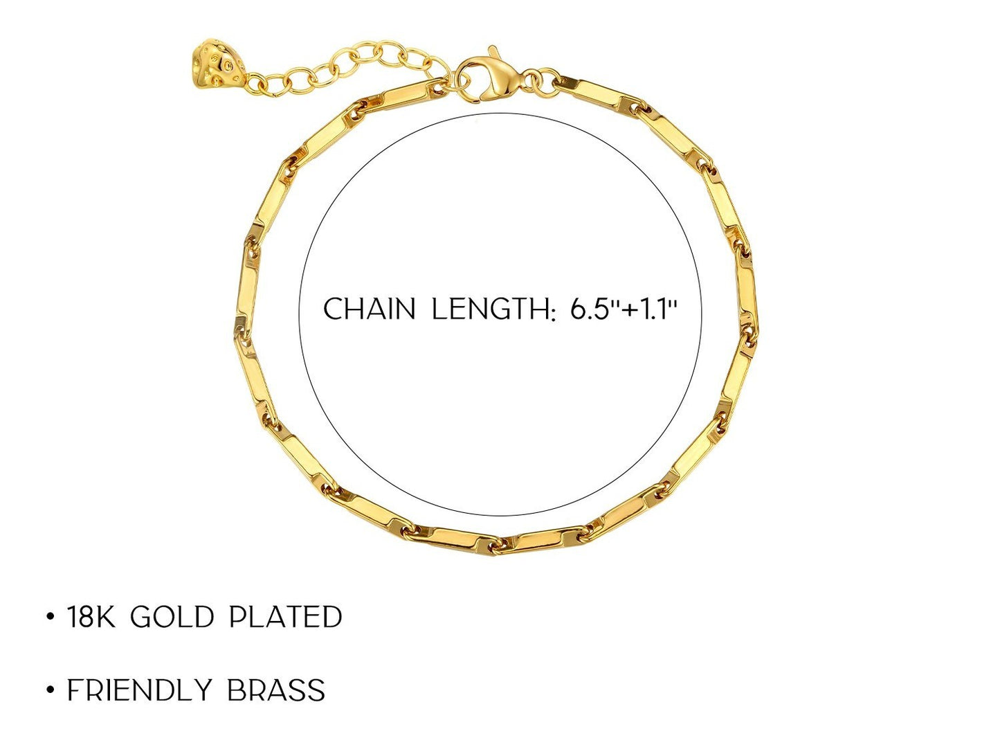 Gold bracelet with chain length