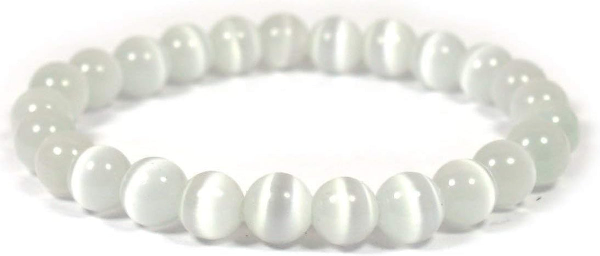 Natural Selenite Bracelet 8Mm for Reiki Healing and Vastu Correction Protection Concentration Spirituality and Increasing Creativity
