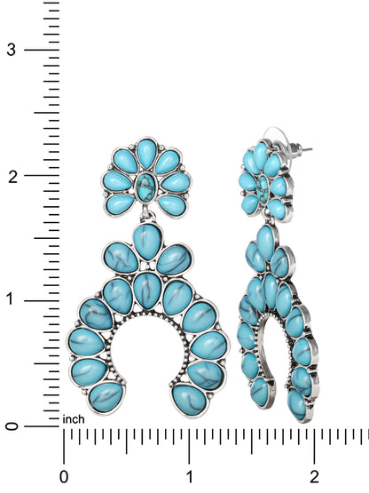 Fashion Metal Faux Turquoise Stone Drop Earring