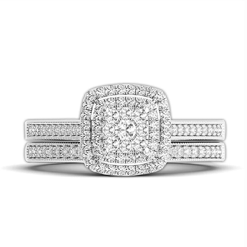 2Pcs Moissanite Ring Set for Woman Original 925 Silver Wedding Jewelry Luxury Engagement Ladies Anniversary Gift Trend