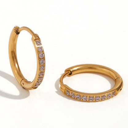 Women'S Fashion Titanium Steel Rounded Edge Zircon Earrings