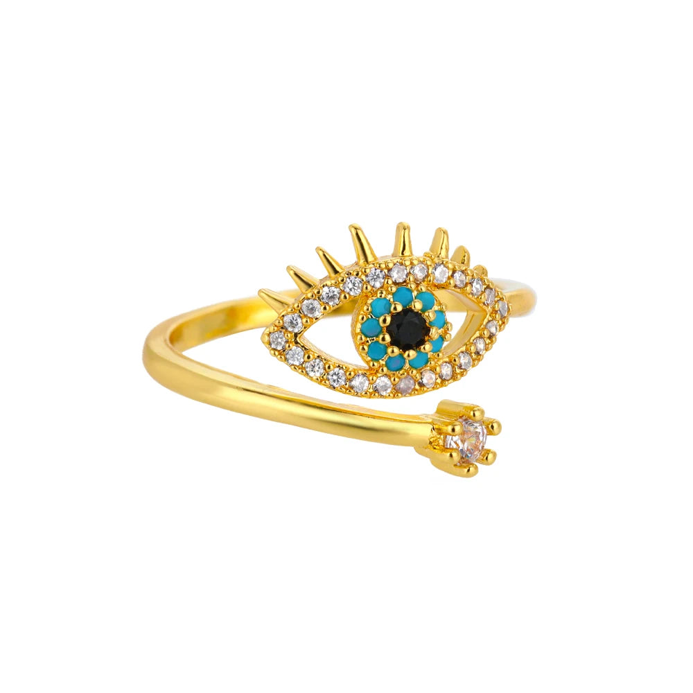 Rainbow Zircon Rings for Women Stainless Steel Gold Color Geometric Adjustable Ring Wedding Aesthetic Jewelry Gift Bijoux Femme