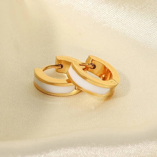 White C-Shaped Hoop Earrings