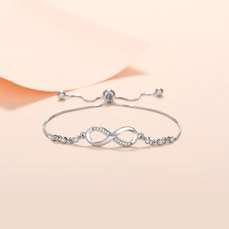 New Fine 925 Sterling Silver Pretty Crystal Bracelets for Women Fashion Jewelry Party Wedding Accessories Valentine'S Day Gifts