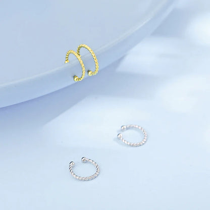 Minimalist Twisted Cuff Earrings Jewelry 925 Silver