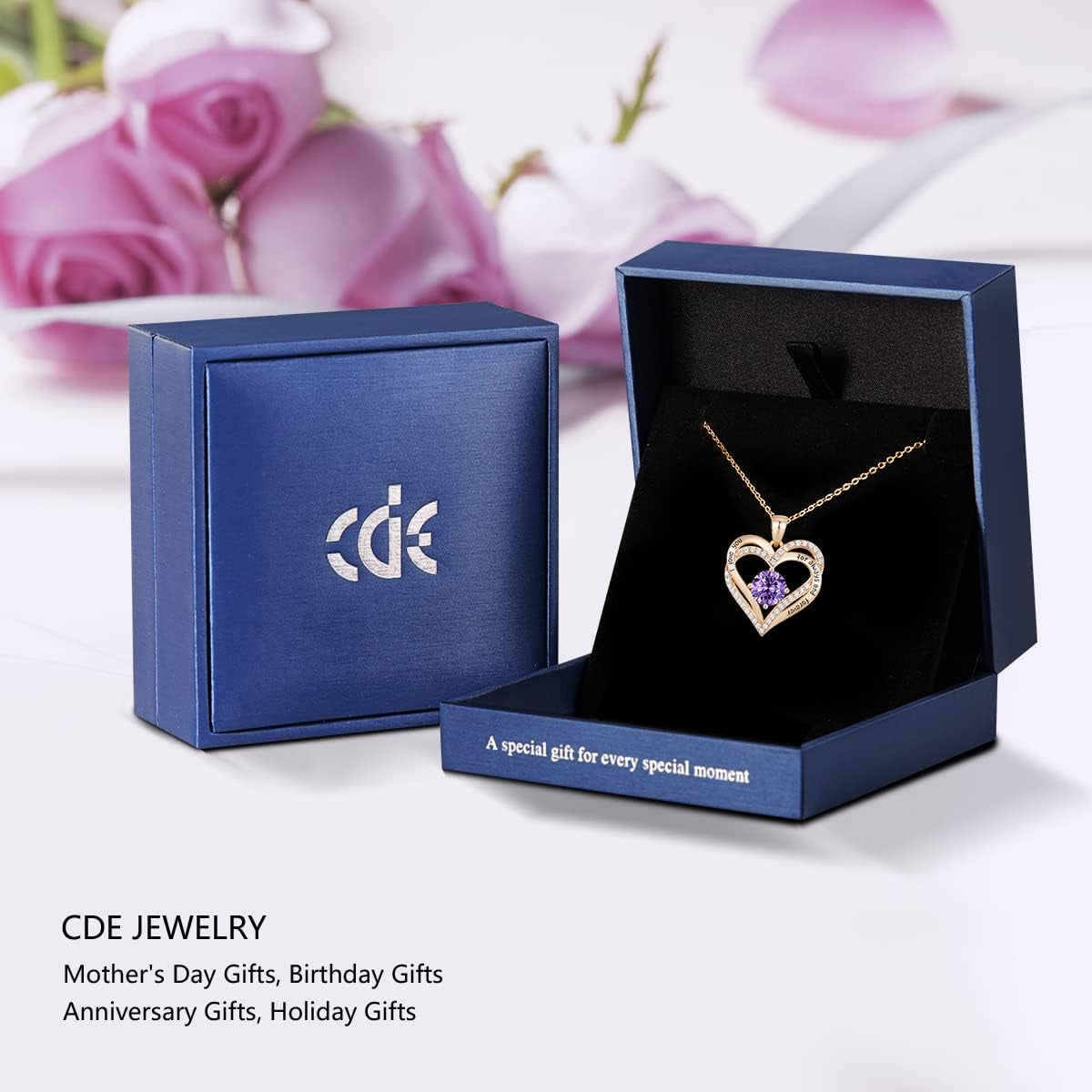 Forever Love Heart Necklaces for Women, Wedding Anniversary, Birthday Mothers Day Gifts for Mom, Mother, Wife, Girlfriend, S925 Silver Jewelry with Birthstone Pendant