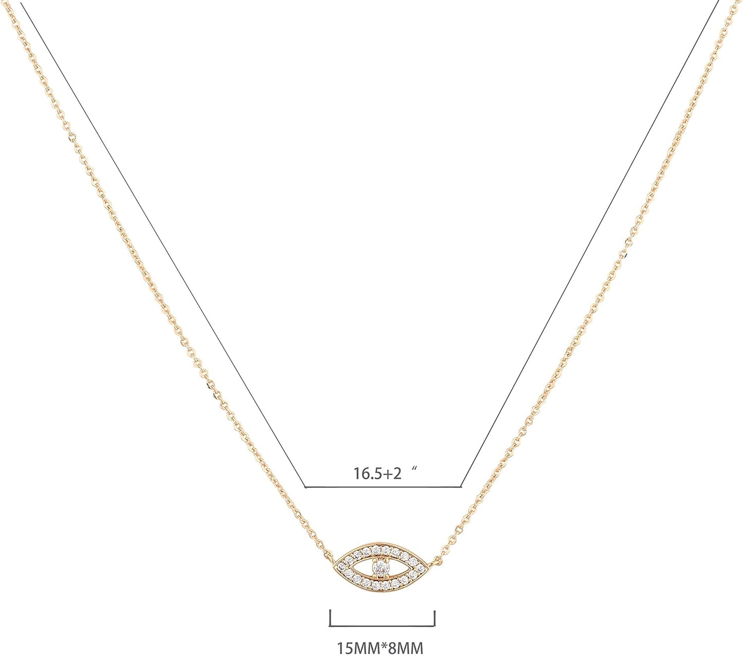 Gold Dainty Evil Eye Necklace for Women 18K Gold Plated Cute Delicate Solitaire Cubic Zirconia Boho Protection Evil Eye Minimalist Simple Necklace