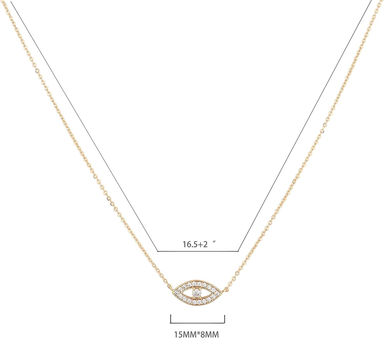 Gold Dainty Evil Eye Necklace for Women 18K Gold Plated Cute Delicate Solitaire Cubic Zirconia Boho Protection Evil Eye Minimalist Simple Necklace