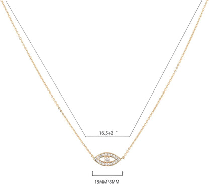 Gold Dainty Evil Eye Necklace for Women 18K Gold Plated Cute Delicate Solitaire Cubic Zirconia Boho Protection Evil Eye Minimalist Simple Necklace
