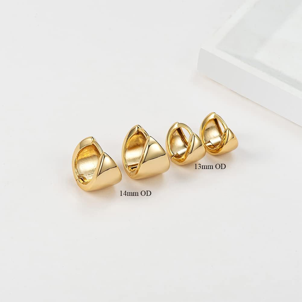 Hoop Earrings Small Chunky Huggie Earrings Dainty Wide Earrings Set for Women Girls,2 Sizes