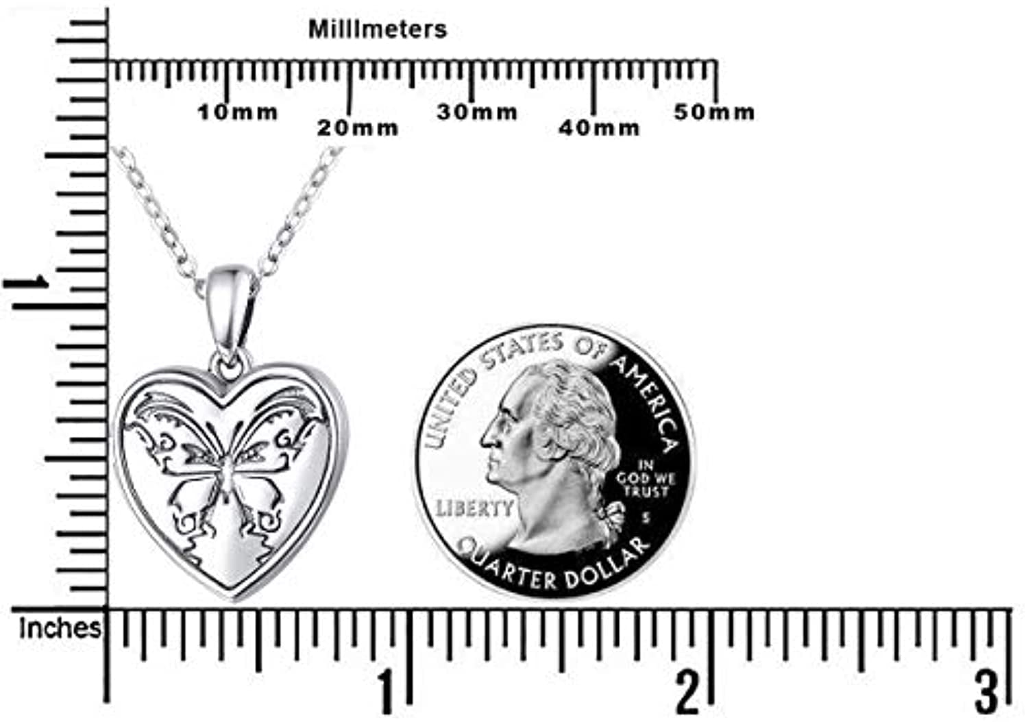 Heart Locket Necklace Solid 925 Sterling Silver Memorial Necklaces Locket Jewelry Gifts for Women Mother Grandma Family