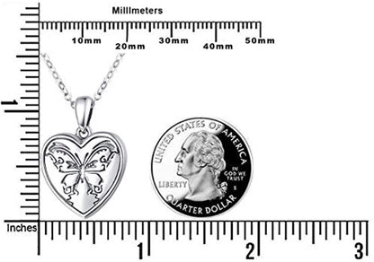 Heart Locket Necklace Solid 925 Sterling Silver Memorial Necklaces Locket Jewelry Gifts for Women Mother Grandma Family